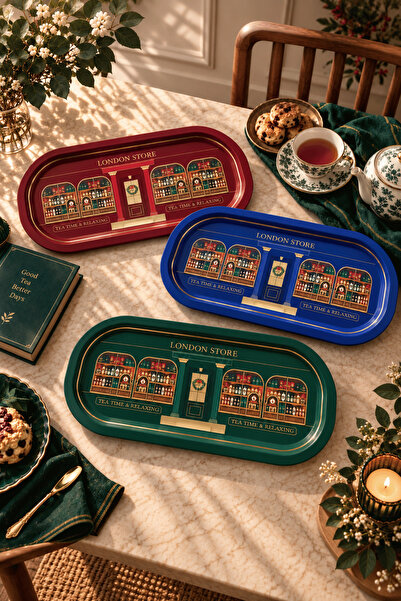Sarkap Home 16x35 cm 3'lü Oval Sunumluk Tepsi Seti London Store