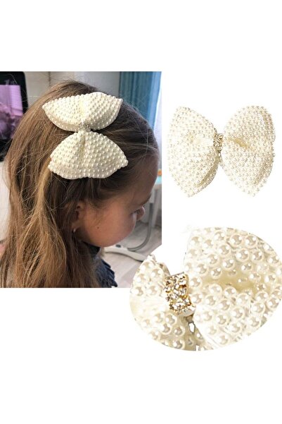 Arabest White Rhinestone and Pearl Hair Bows for Girls,Beaded Alligator Clips...