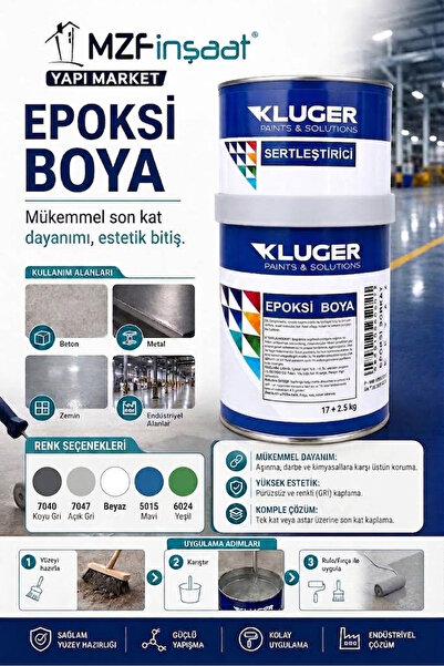 MZF Kluger Profesyonel Epoksi Zemin Boyası ve Sertleştirici Seti (17 + 2,5 KG...