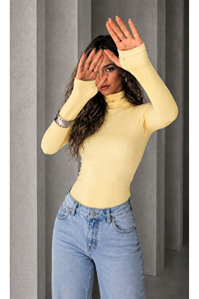 Olse Women's High Collar 100% Cotton Lycra Body with Finger Detail