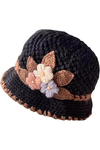Arabest Women's French Style Knitted Beanie,Handmade Crochet Flower Pattern T...