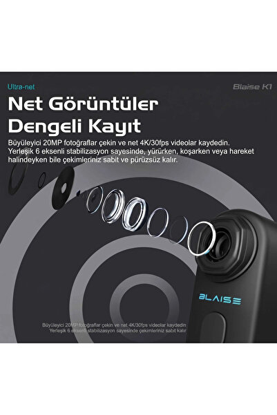 BLAISE K1 Aksiyon Kamera + 32Gb SD Kart Hediyeli