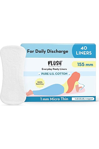 Plush Ultra Thin Panty Liners For Women Daily Use, 40 Liners 155mm | Pure US ...