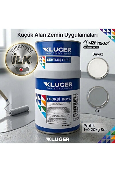 MZF Kluger Çok Amaçlı Zemin Epoksi Boyası (1 Kg + 0.2 Kg Set) -Pratik Küçük P...