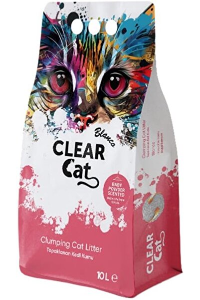 Clear Cat بلاكو رمل قطط متكتل برائحة بودرة الأطفال، 10 لتر، 100% بنتونيت أبيض...