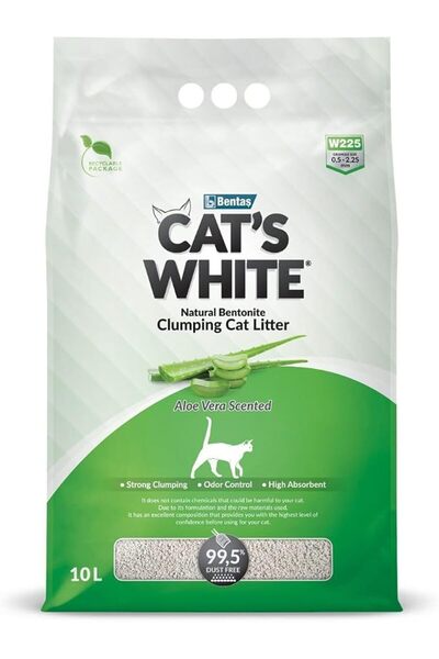 Cat's White فضلات قطط بيضاء خالية من الغبار بنسبة 99.5% من الألوفيرا سعة 10 لتر
