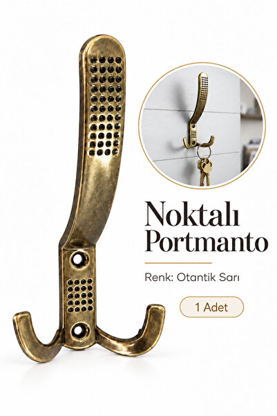 Badem10 Noktalı Portmanto Otantik Sarı Metal Askı Duvar Tipi Elbise Askılığı ...