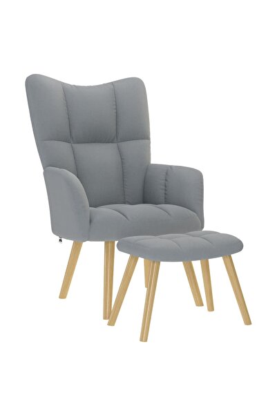 vidaxl Scaun de relaxare cu taburet, gri deschis, textil