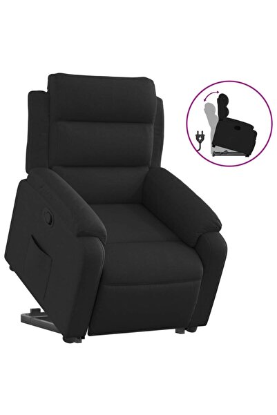 vidaxl Fotoliu rabatabil cu ridicare pe verticală, negru, textil