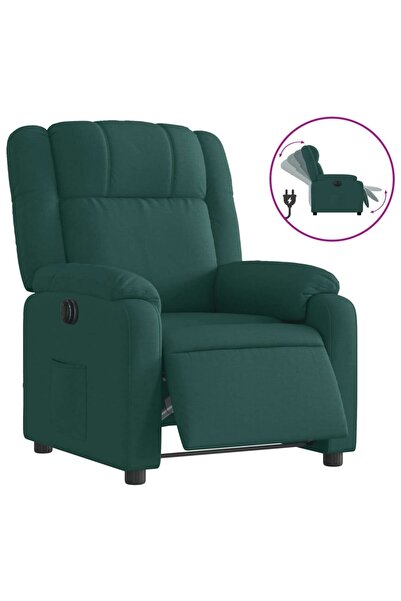 vidaxl Fotoliu rabatabil electric, verde închis, material textil