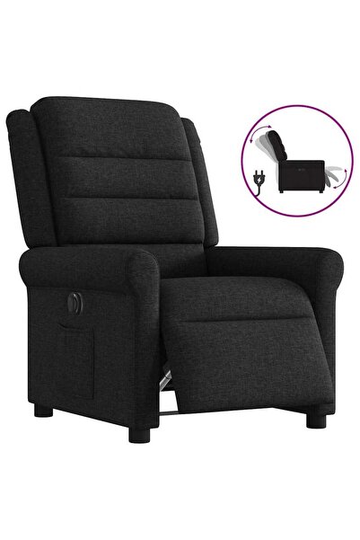 vidaxl Fotoliu rabatabil electric, negru, material textil