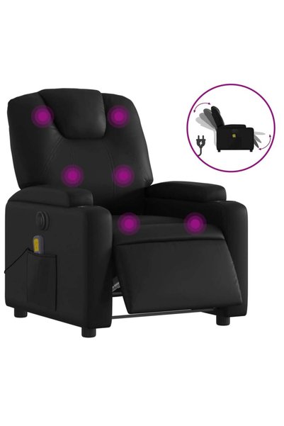vidaxl Fotoliu electric de masaj rabatabil, negru, piele ecologică