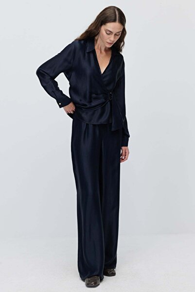 PAULMARK Women's Textured High Waist Wide Leg Pants