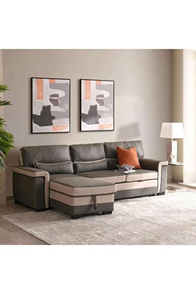 PAN HOME Abigell Corner Sofa Bed - Grey