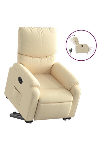 vidaxl Fotoliu electric rabatabil cu ridicare, crem, textil
