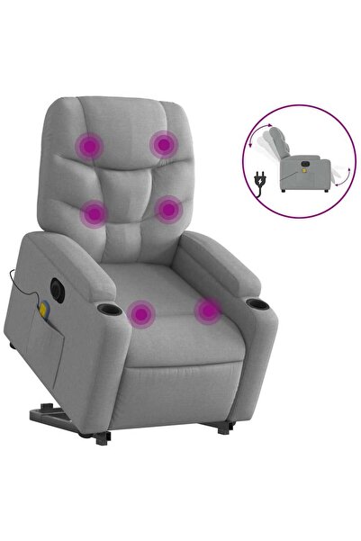 vidaxl Fotoliu electric masaj rabatabil cu ridicare, gri închis textil