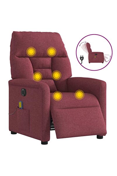 vidaxl Fotoliu electric de masaj rabatabil, roșu vin, textil