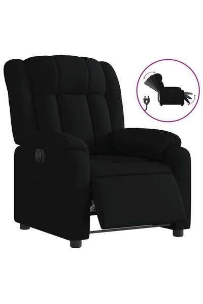 vidaxl Fotoliu rabatabil electric, negru, material textil