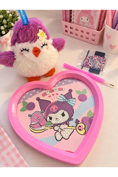 Mellito Kuromi DIY DIY Photo Framed Mosaic Diamond Painting Plush Keychain Se...