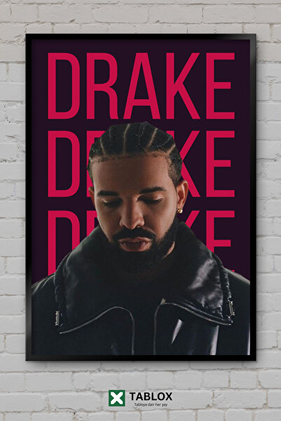 TABLOX Διακοσμητικός πίνακας MDF με τυπογραφία Drake Rap Music, Κόκκινο Πορτρ...