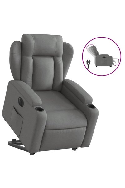 vidaxl Fotoliu electric rabatabil cu ridicare, gri închis, textil