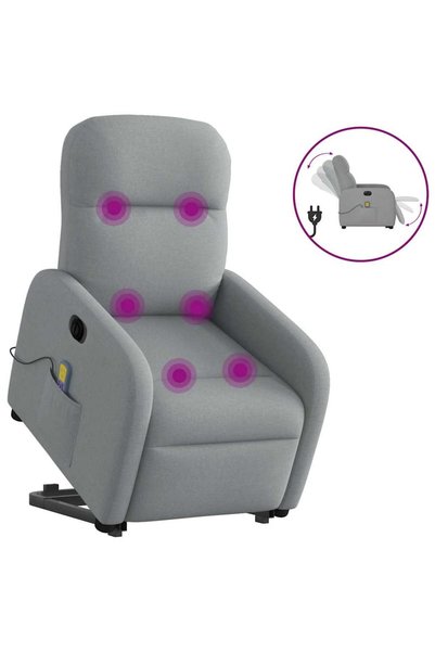 vidaxl Fotoliu electric masaj rabatabil cu ridicare, gri închis textil