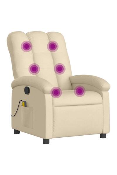 vidaxl Fotoliu de masaj reclinabil, material textil crem