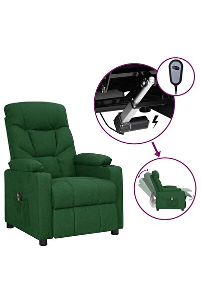 vidaxl Fotoliu rabatabil electric, verde închis, material textil