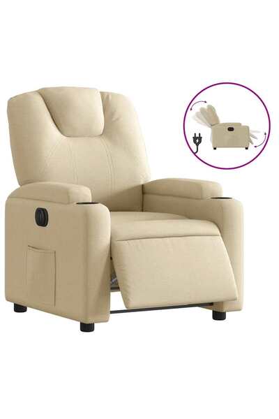 vidaxl Fotoliu rabatabil electric, crem, material textil