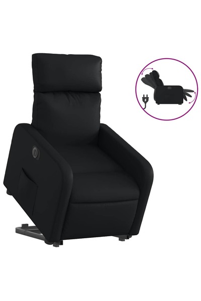 vidaxl Fotoliu rabatabil electric cu ridicare, negru, piele ecologică
