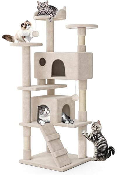 SKY TOUCH SKY-TOUCH Cat Tree, 130cm Tall Cat Tree Tower, with Scratching Post...