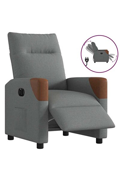vidaxl Fotoliu rabatabil electric, gri închis, material textil