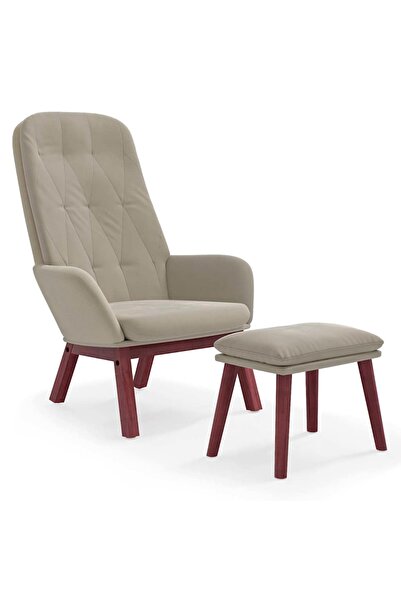 vidaxl Scaun de relaxare cu taburet, gri deschis, catifea