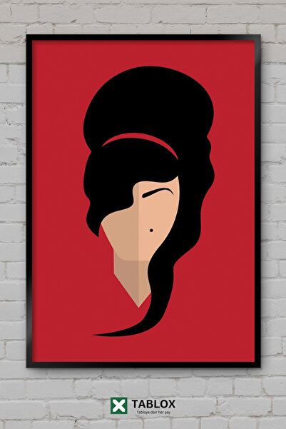 TABLOX Minimalistički portret Amy Winehouse, muzika, crveni okvir, dekorativn...