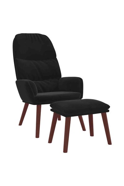 vidaxl Scaun de relaxare cu taburet, negru, catifea