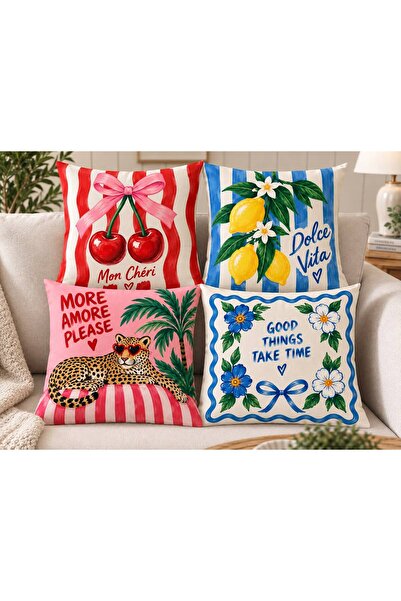 EVSEHOMES Dopamine Series, Suede Fabric 4-Piece Combination Throw Pillow Cove...