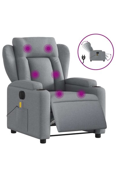 vidaxl Fotoliu electric de masaj rabatabil, gri deschis, microfibră