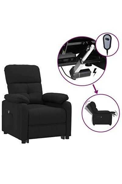 vidaxl Fotoliu rabatabil electric, negru, material textil