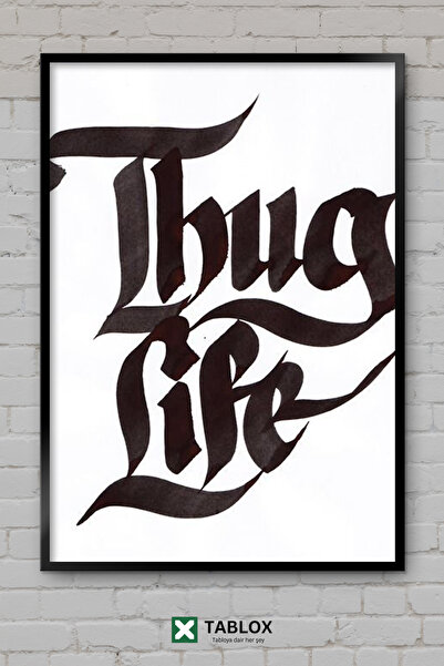 TABLOX Thug Life Τούπακ Ραπ Χιπ Χοπ Καλλιγραφία Τυπογραφία Πλαισιωμένο Διακοσ...