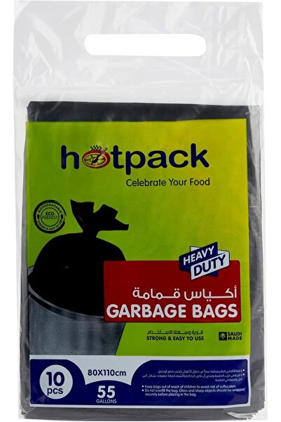 Hotpack Heavy Duty Garbage Bags (Black, 55 Gallon, 80x110cm 10 count)