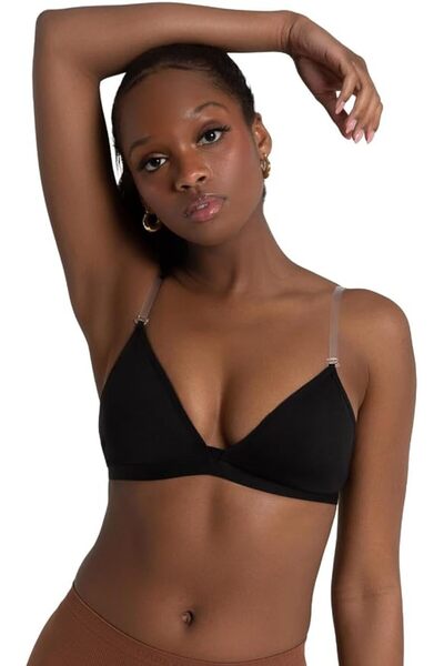 Capezio حمالة صدر رياضية نسائية بفتحة رقبة عميقة وظهر شفاف