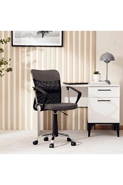 PAN HOME Gerry Office Medium Back Chair Mesh Fabric - Dark Grey Black