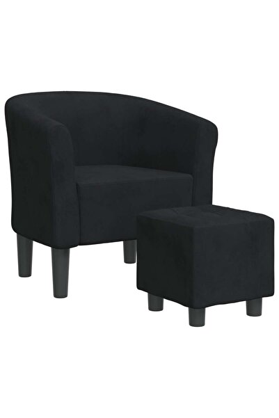 vidaxl Fotoliu tip cuvă cu taburet, negru, catifea