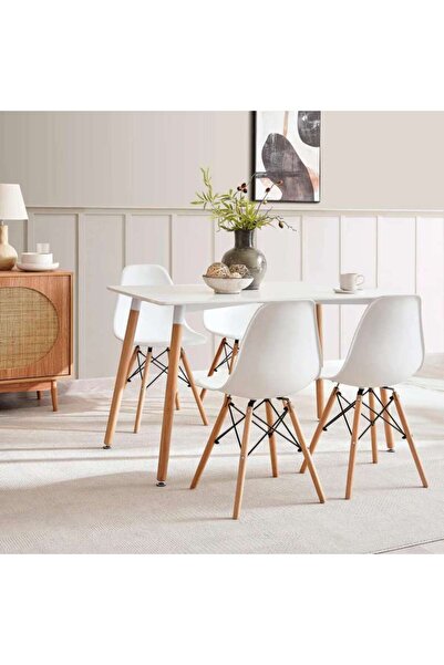 PAN HOME DORTHY NEW 1+4 DINING SET - WHITE NATURAL