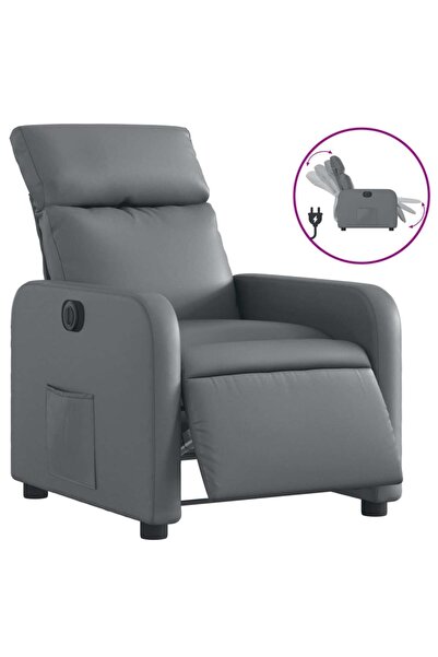 vidaxl Fotoliu rabatabil electric, gri, piele ecologică