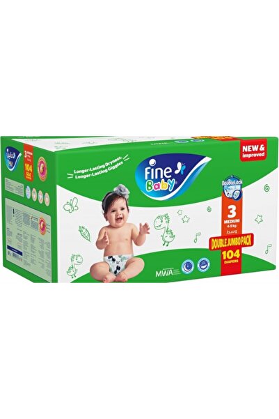 FINE Baby Diapers Medium Size No.3, Box of 104 Pieces