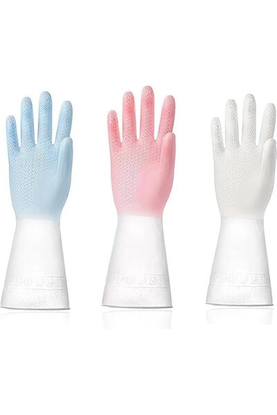 NALACAL 3 Pairs Premium Dishwashing Cleaning Gloves, Rubber Kitchen Gloves, H...