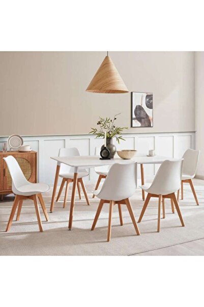 PAN HOME ZEKTEX NEW 1+6 DINING SET - WHITE NATURAL