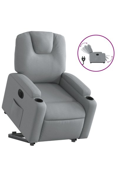 vidaxl Fotoliu electric rabatabil cu ridicare, gri deschis, textil
