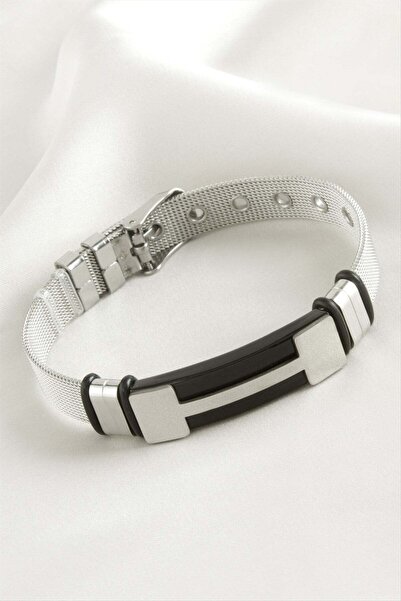 TakÇalıştır Striped Wicker Cord Steel Bracelet